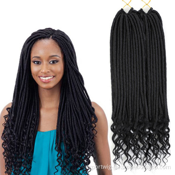 Straight Goddess Locs Hair With Curly Ends Synthetic Fiber Ombre Color Long And Soft Goddess Braiding